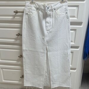 Madewell White Denim Midi Skirt